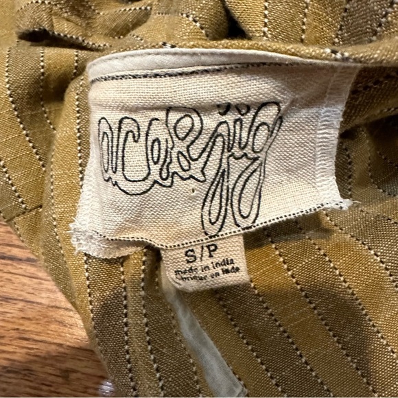 Ace & Jig Yellow striped cap sleeve jumpsuit belted straight leg oversized - Picture 7 of 10